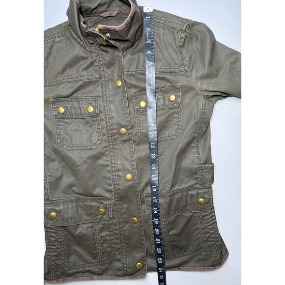 J Crew Jacket Womens XS Green Waxed Cotton Field Utility Coat Preppy Outdoors - Picture 12 of 16